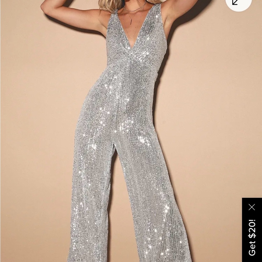 Lulu's Glittering Silver Jumpsuit